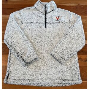 Boxercraft UVA Cavaliers Sherpa Fleece Quarter Zip Pullover Cream Gray Mens M
